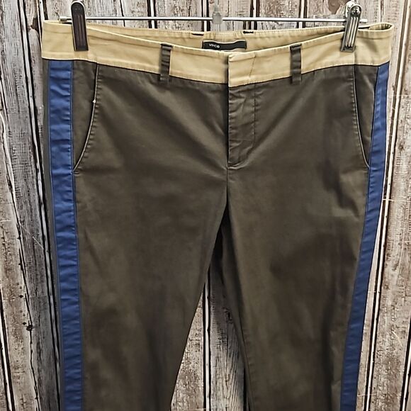 Vince Slim Straight Leg Ankle Pants with Contrast Tuxedo Stripes Sz. 8 - Picture 3 of 7